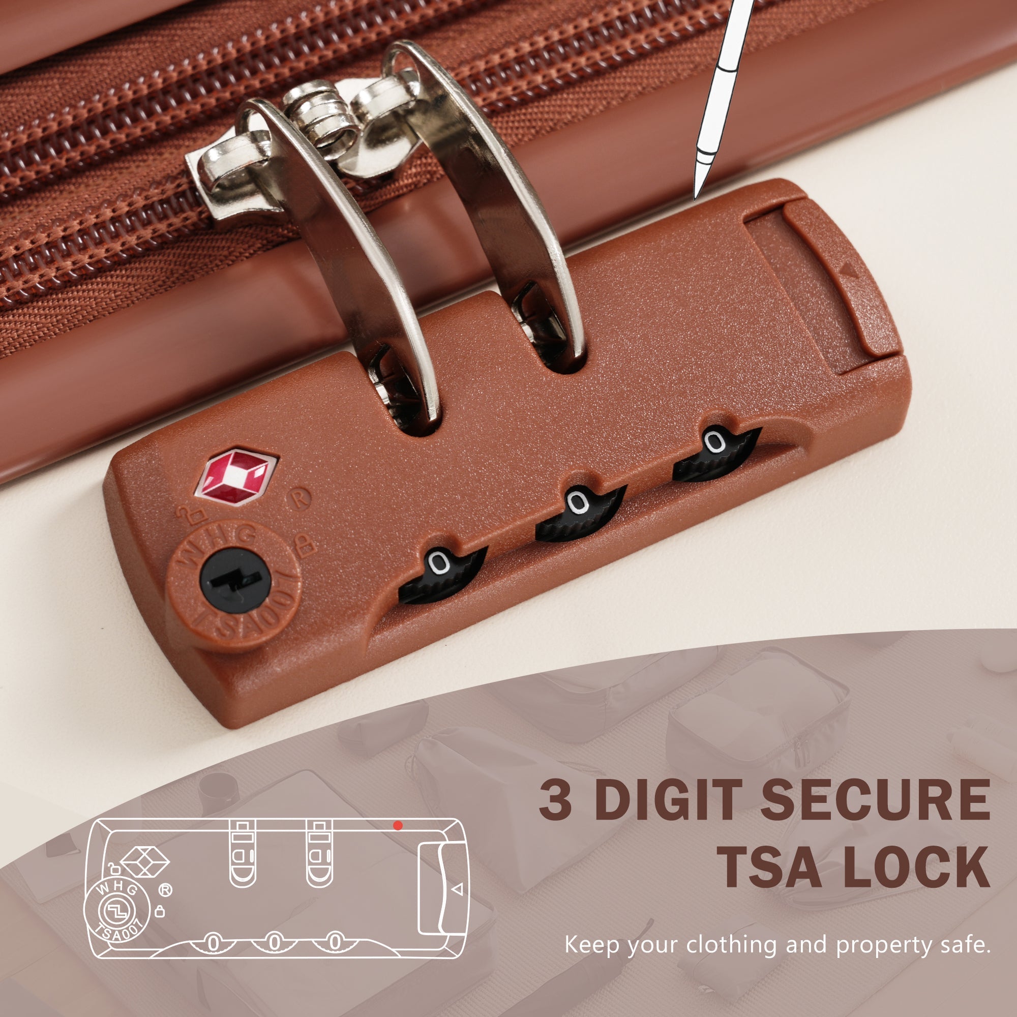 Azor 3-Piece Expandable Carry-On Set, Front Pocket, TSA Lock
