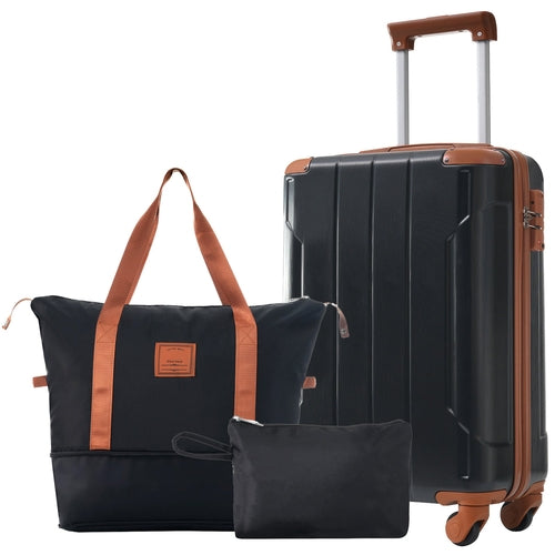Azor Black & Brown Luggage Set, Timeless Travel Style, TSA Lock