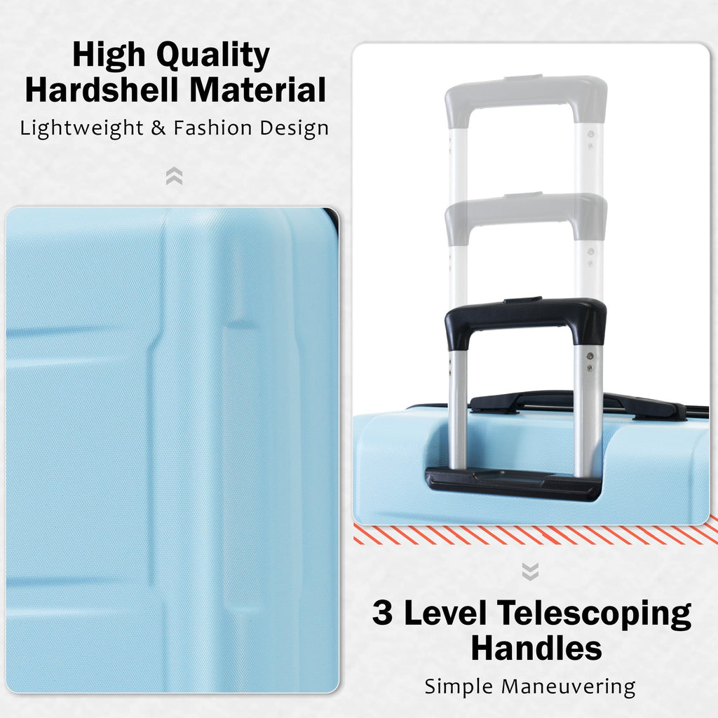 Azor Light Blue ABS Luggage Set, Travel in Colour, TSA Lock