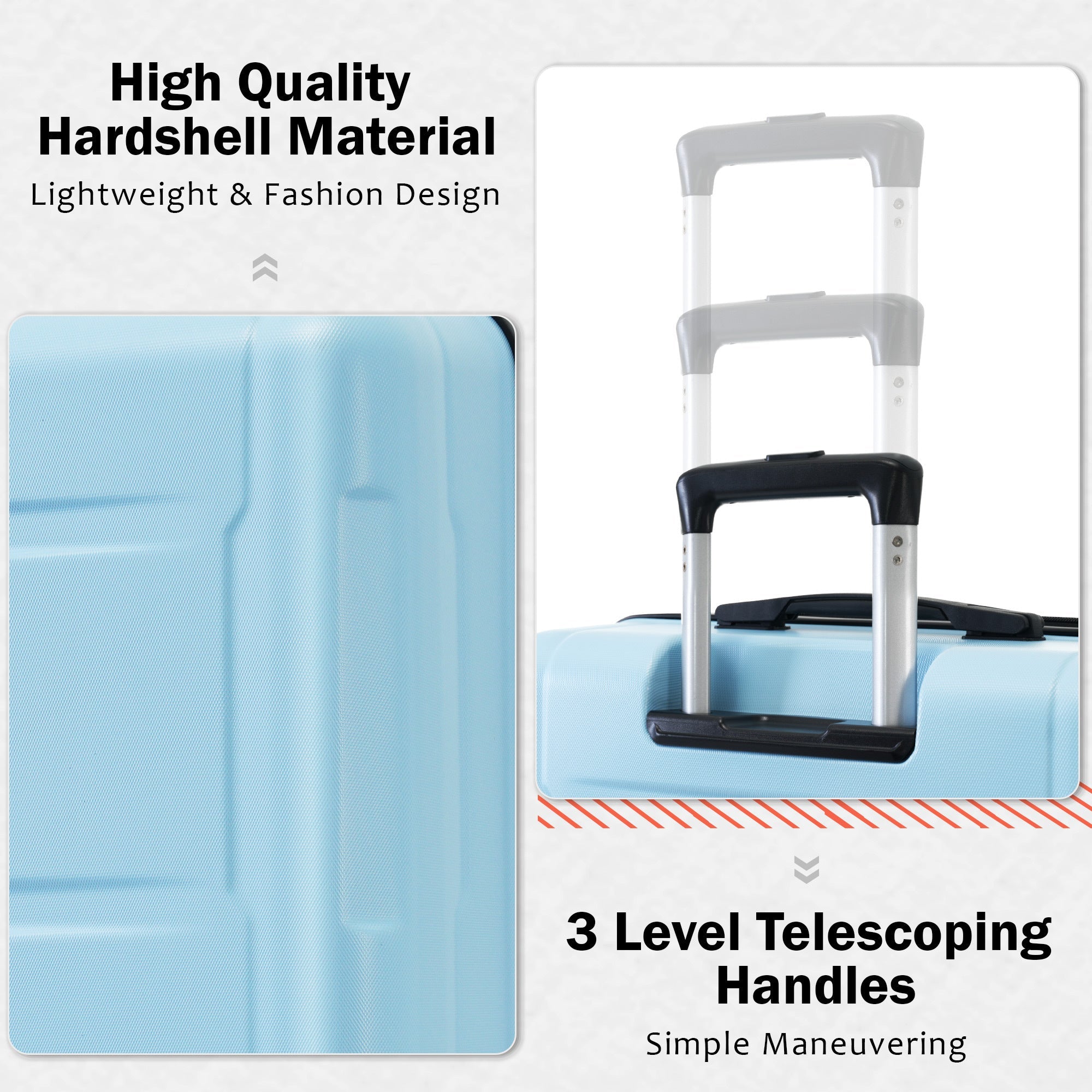 Azor Light Blue ABS Luggage Set, Travel in Colour, TSA Lock