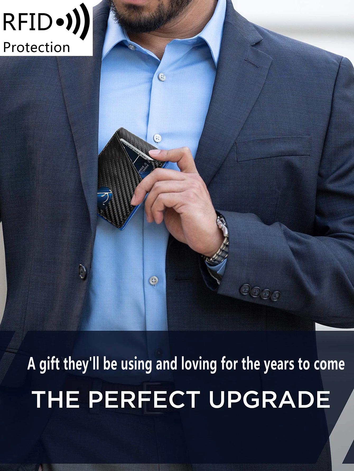 Azor Minimalist Men's Wallet RFID Anti-theft Brush Double Fold