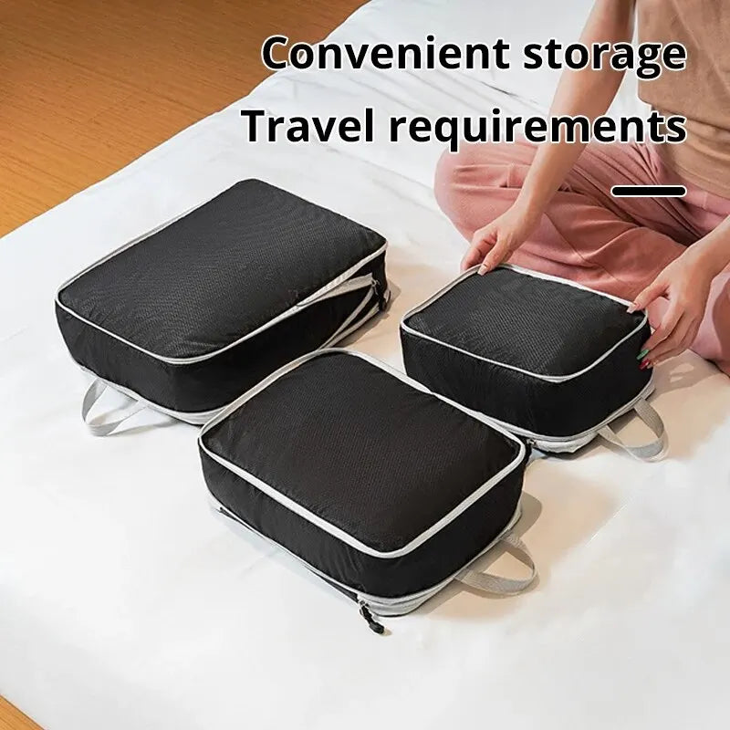 Azor Black/Blue/Grey Compressible Travel Storage Bag Portable
