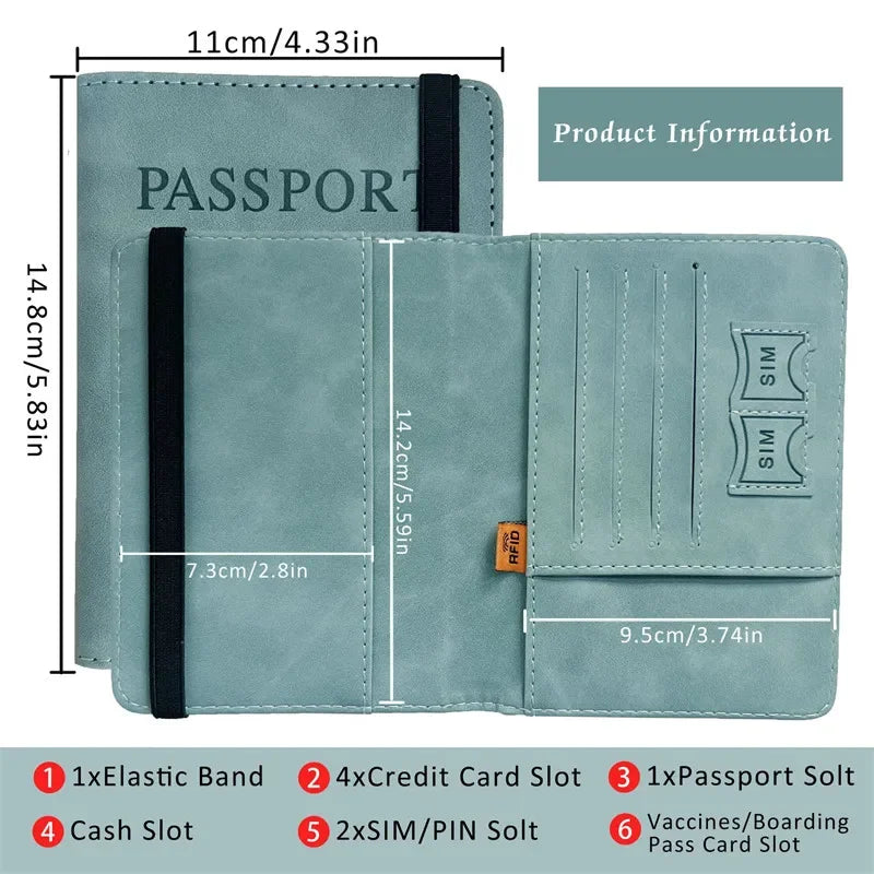 Azor Women Men RFID Vintage Business Passport Covers Holder