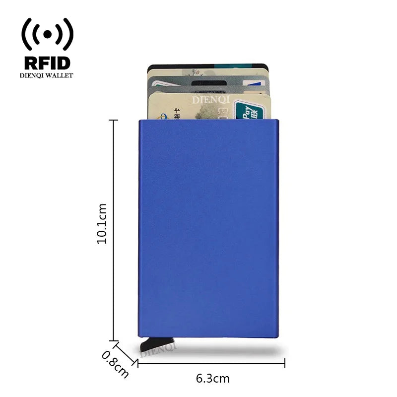 Azor RFID Credit Card Holder Metal Thin Slim Smart Wallet Men