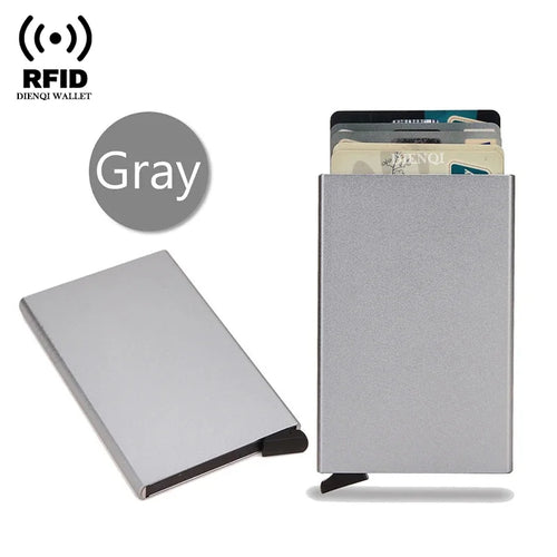 Azor RFID Credit Card Holder Metal Thin Slim Smart Wallet Men
