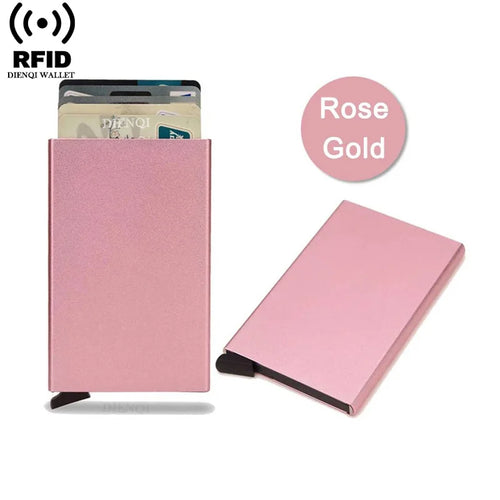 Azor RFID Credit Card Holder Metal Thin Slim Smart Wallet Men