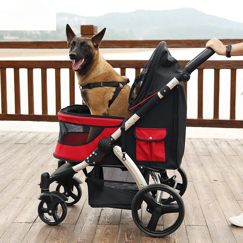 Azor Foldable Large Size Luxury Pet Cart Large Dog Cart Multiple