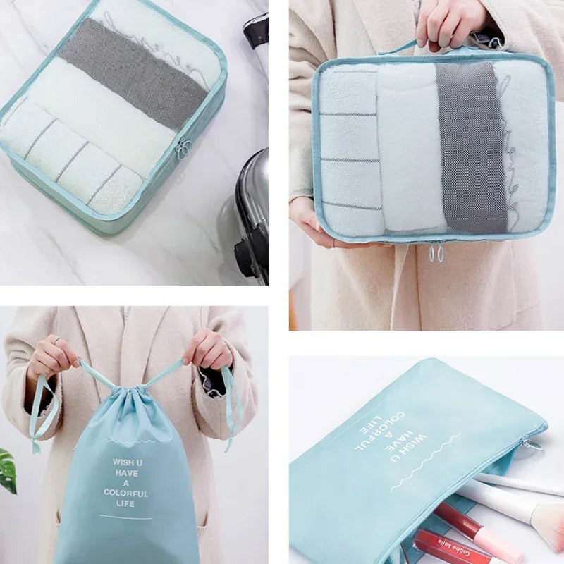 Azor New Travel Storage Bag Set Luggage Packing Cubes Suitcase