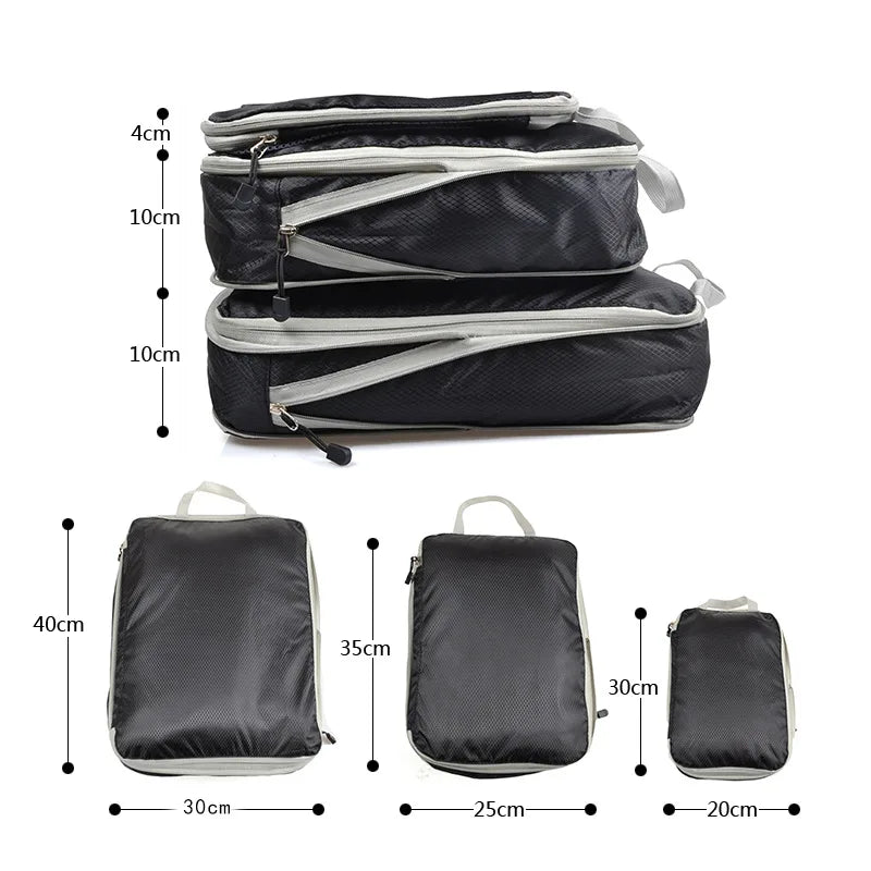 Azor Foldable Compressible Packing Cubes Waterproof Travel