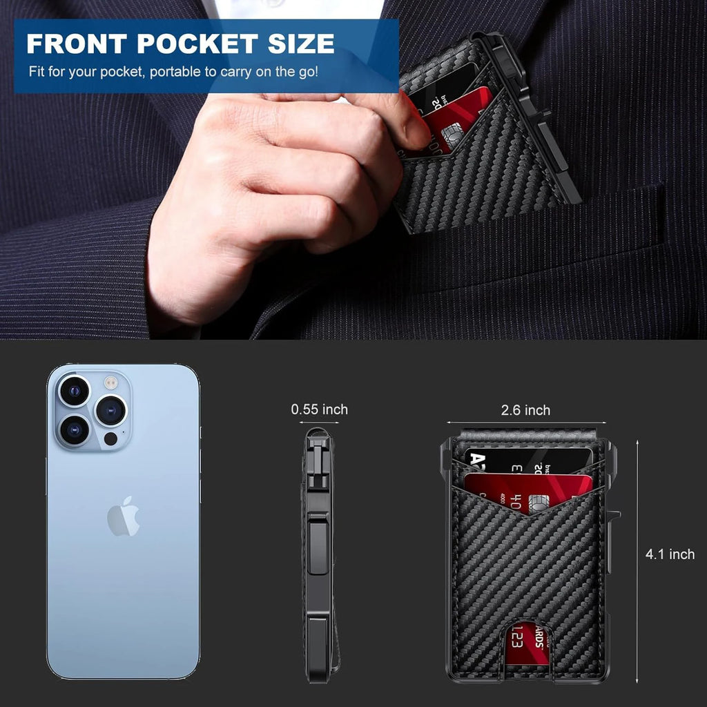 Azor RFID Blocking Mens Wallet Minimalist Slim Smart Pop-Up Card