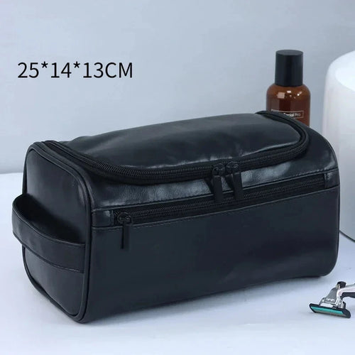 Azor Leather Toiletry Bag For Men Women Dopp Kit Mens Hanging