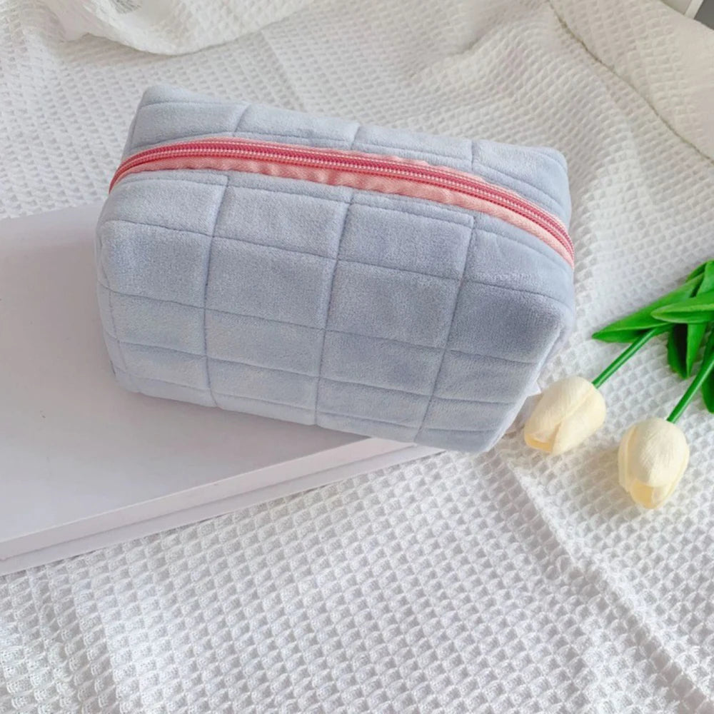 Azor Cute Plush Makeup Bag For Women Portable Travel Small