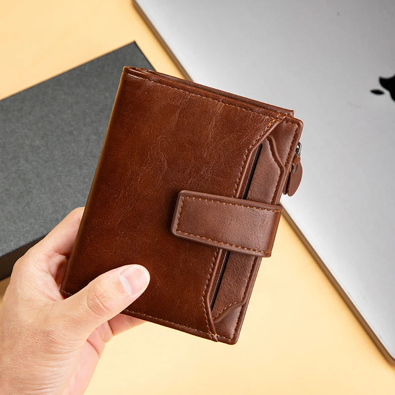 Azor Men's Wallet New Leather Short Vintage Multi-card PU