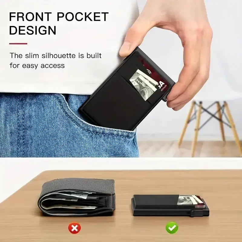 Azor Slim Pop-Up Card Holder With Print For Men RFID Blocking