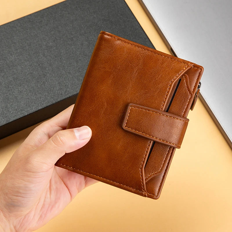 Azor Men's Wallet New Leather Short Vintage Multi-card PU