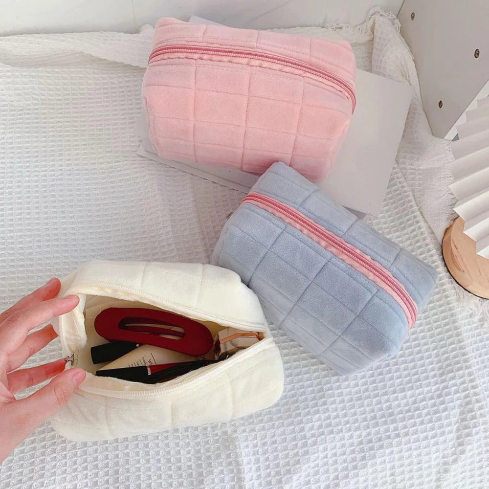 Azor Cute Plush Makeup Bag For Women Portable Travel Small