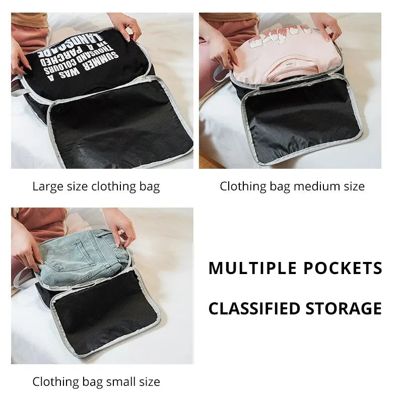 Azor Black/Blue/Grey Compressible Travel Storage Bag Portable