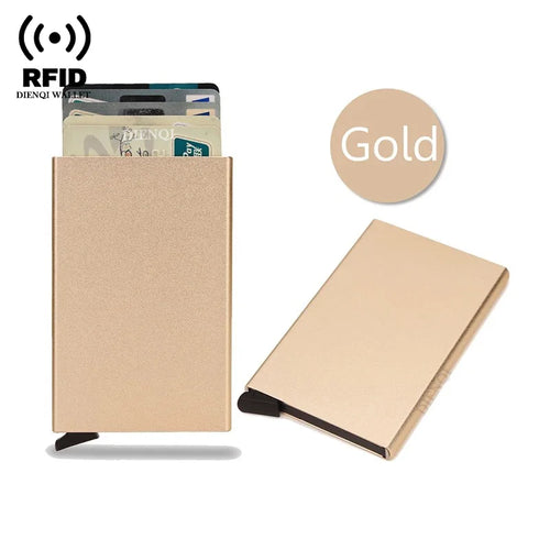 Azor RFID Credit Card Holder Metal Thin Slim Smart Wallet Men