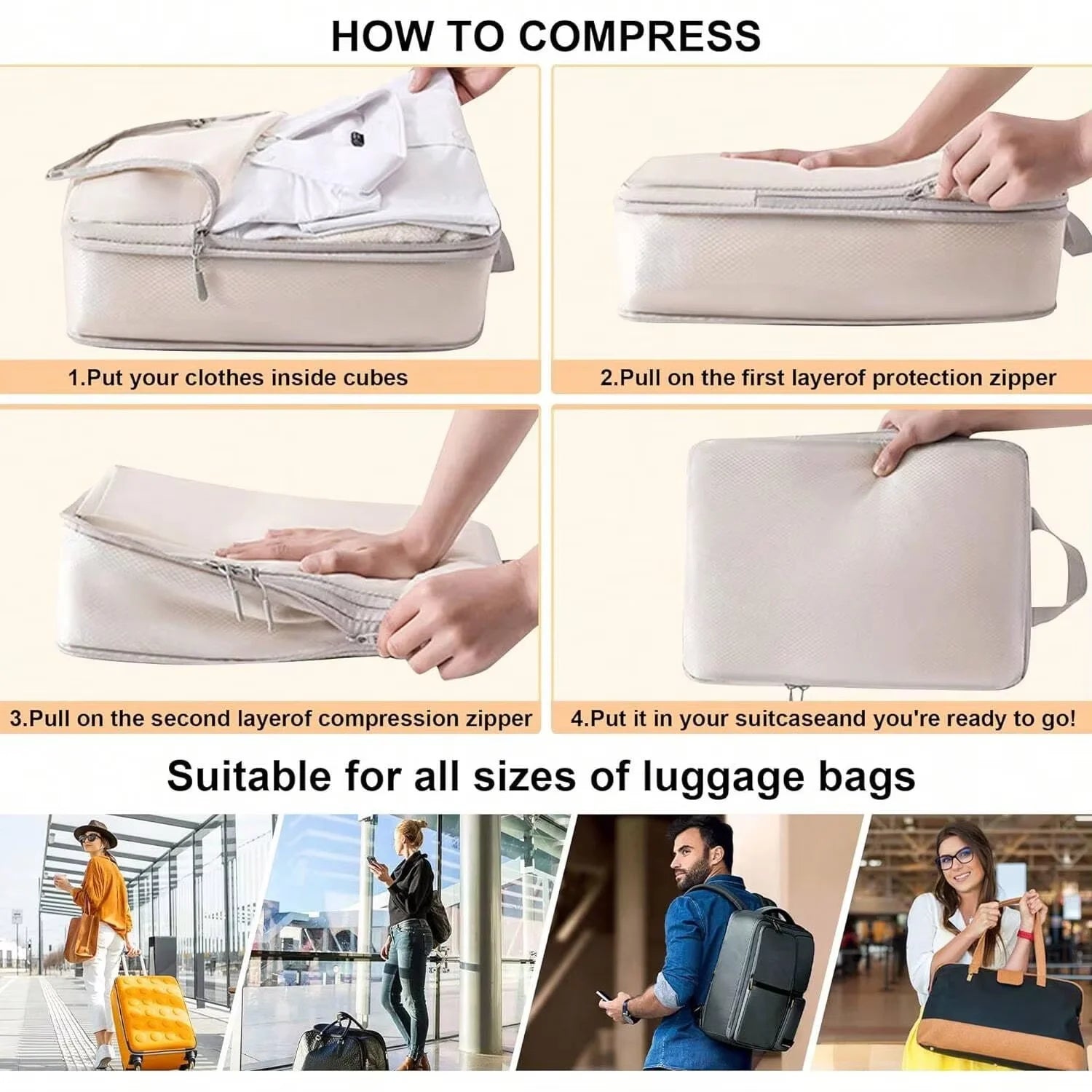 Azor Compressible Packing Travel Storage Bag Cubes Waterproof