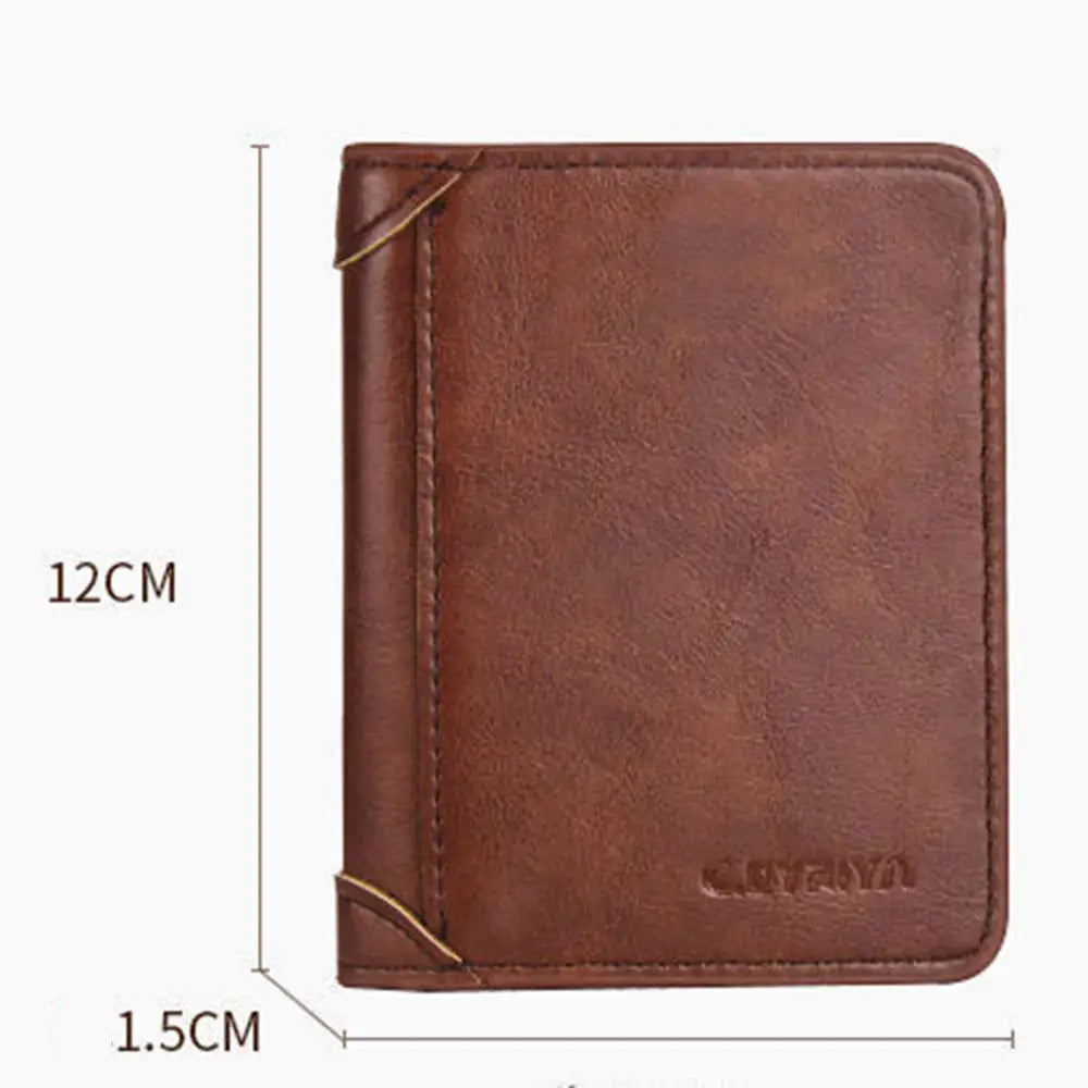 Azor PU Leather RFID Wallet Men Slim Vertical Wallets Black Thin