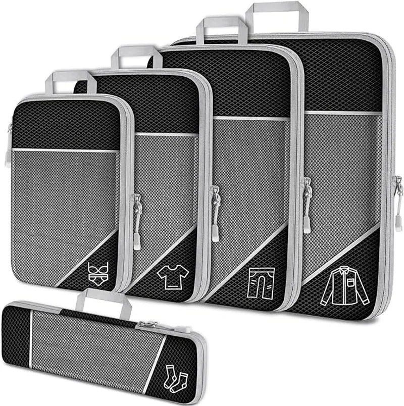 Azor Travel Compressed Packing Cubes Storage Organizer Set With