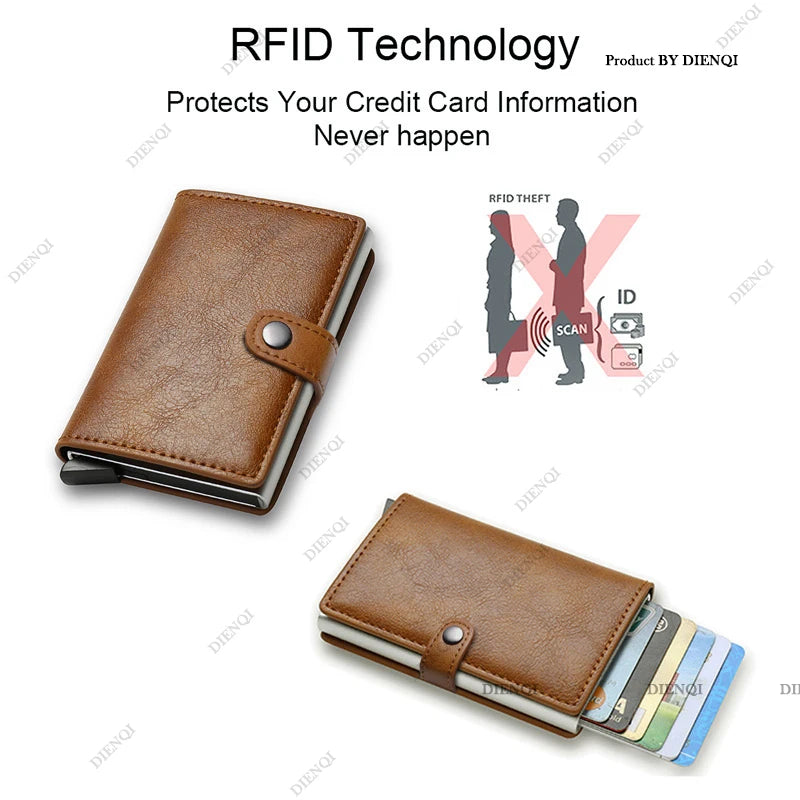 Azor Carbon Fiber Credit Card Holder Wallet Men RFID Smart Metal