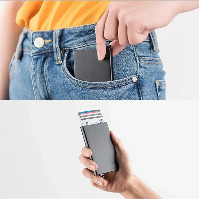 Azor RFID Metal Credit Card Holder Luxury Men Minimalist Wallet