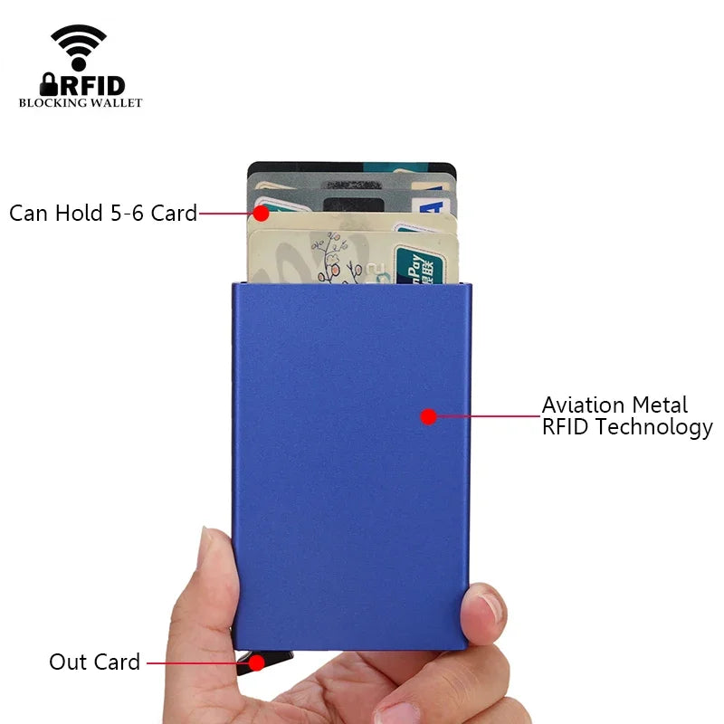 Azor RFID Metal Credit Card Holder Luxury Men Minimalist Wallet