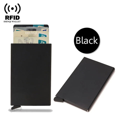 Azor RFID Credit Card Holder Metal Thin Slim Smart Wallet Men