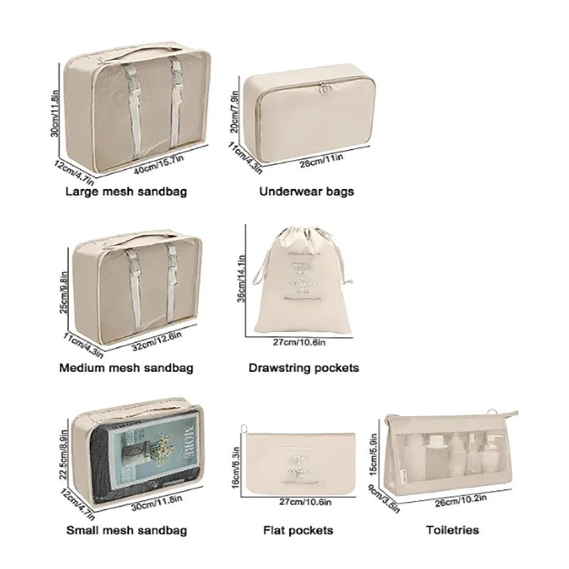 Azor Set Travel Organizer Storage Bags Suitcase Packing Cubes Set