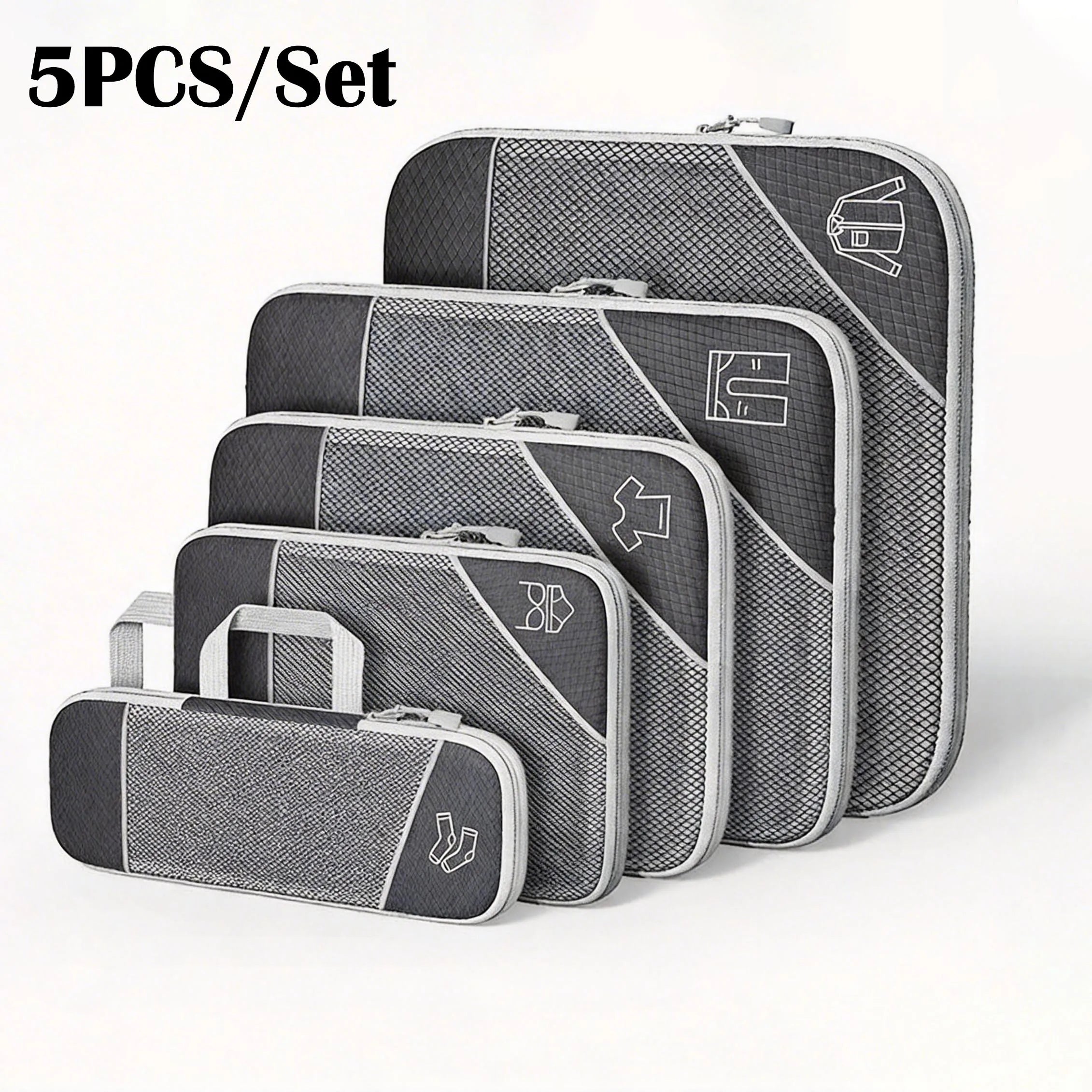 Azor Travel Compressed Packing Cubes Storage Organizer Set With