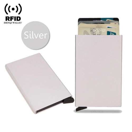 Azor RFID Credit Card Holder Metal Thin Slim Smart Wallet Men