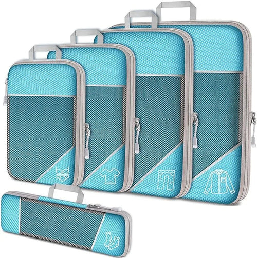 Azor Travel Compressed Packing Cubes Storage Organizer Set With