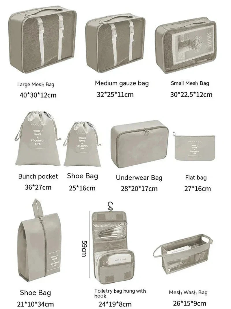 Azor Set Travel Organizer Storage Bags Suitcase Packing Cubes