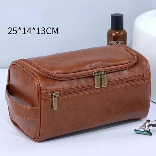 Azor Leather Toiletry Bag For Men Women Dopp Kit Mens Hanging