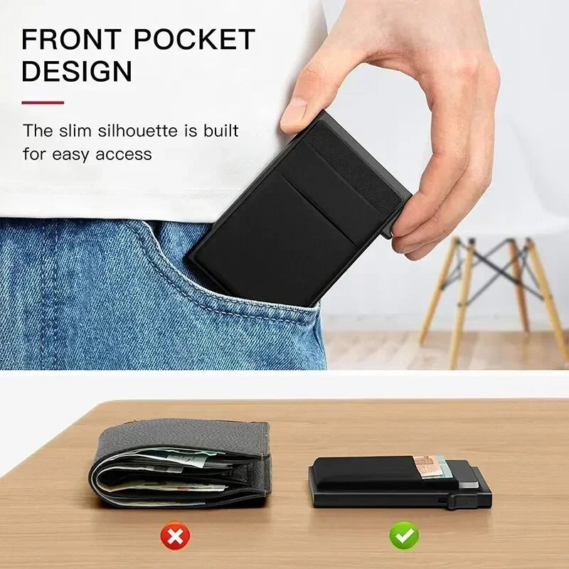 Azor RFID Blocking Wallet For Men — Slim Metal Card Holder Smart