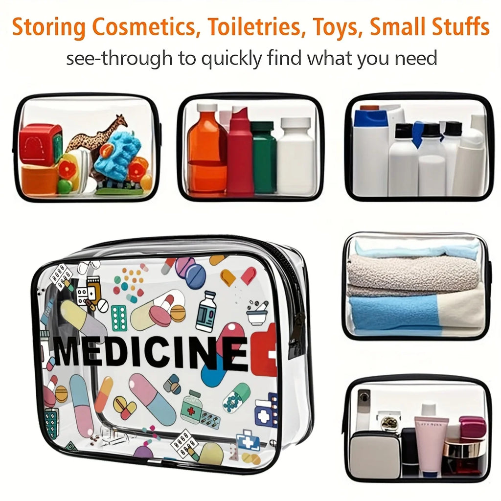 Azor Medicine Cosmetic Bag Women Large Capacity Travel Organizer