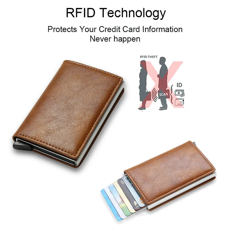 Azor RFID Aluminum Men Wallet Card Holders Purse Carbon Fiber