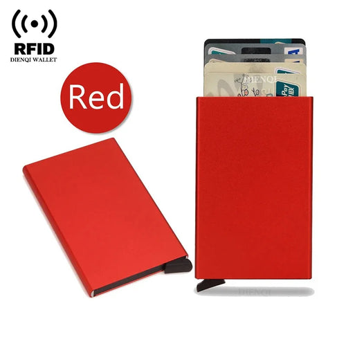 Azor RFID Credit Card Holder Metal Thin Slim Smart Wallet Men