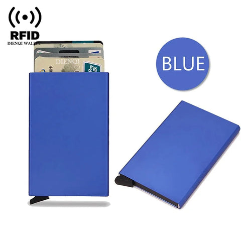 Azor RFID Credit Card Holder Metal Thin Slim Smart Wallet Men