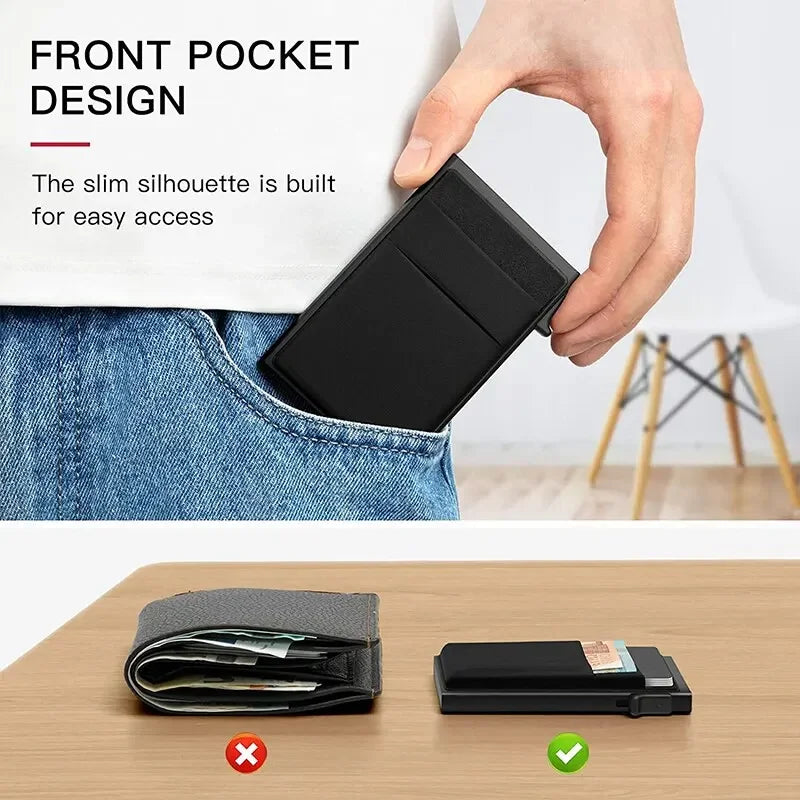 Azor RFID Credit Card Holder Men Thin Slim Mini Minimalist