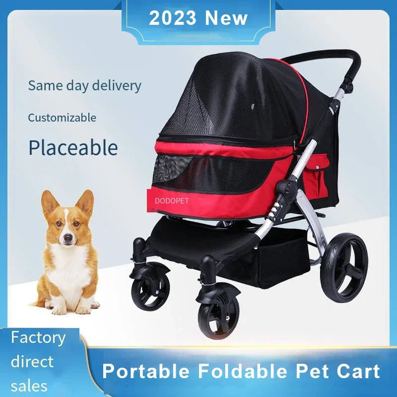 Azor Foldable Large Size Luxury Pet Cart Large Dog Cart Multiple