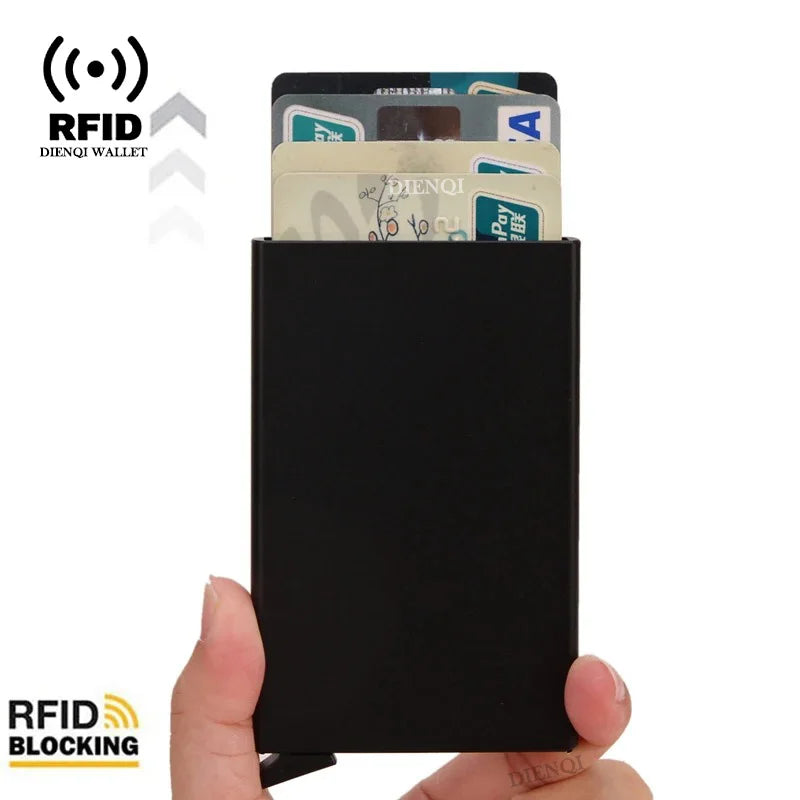 Azor RFID Credit Card Holder Metal Thin Slim Smart Wallet Men