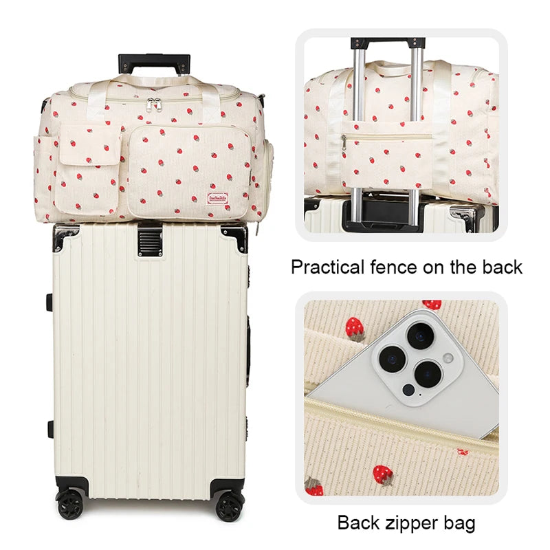 Azor Corduroy Travel Tote Bag Large Capacity Carry On Travel Bag