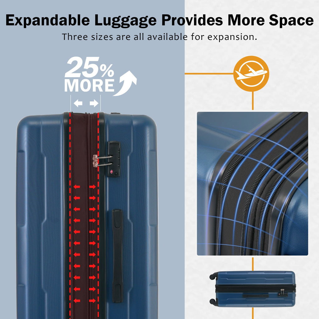 Azor Light Blue ABS Luggage Set, Travel in Colour, TSA Lock