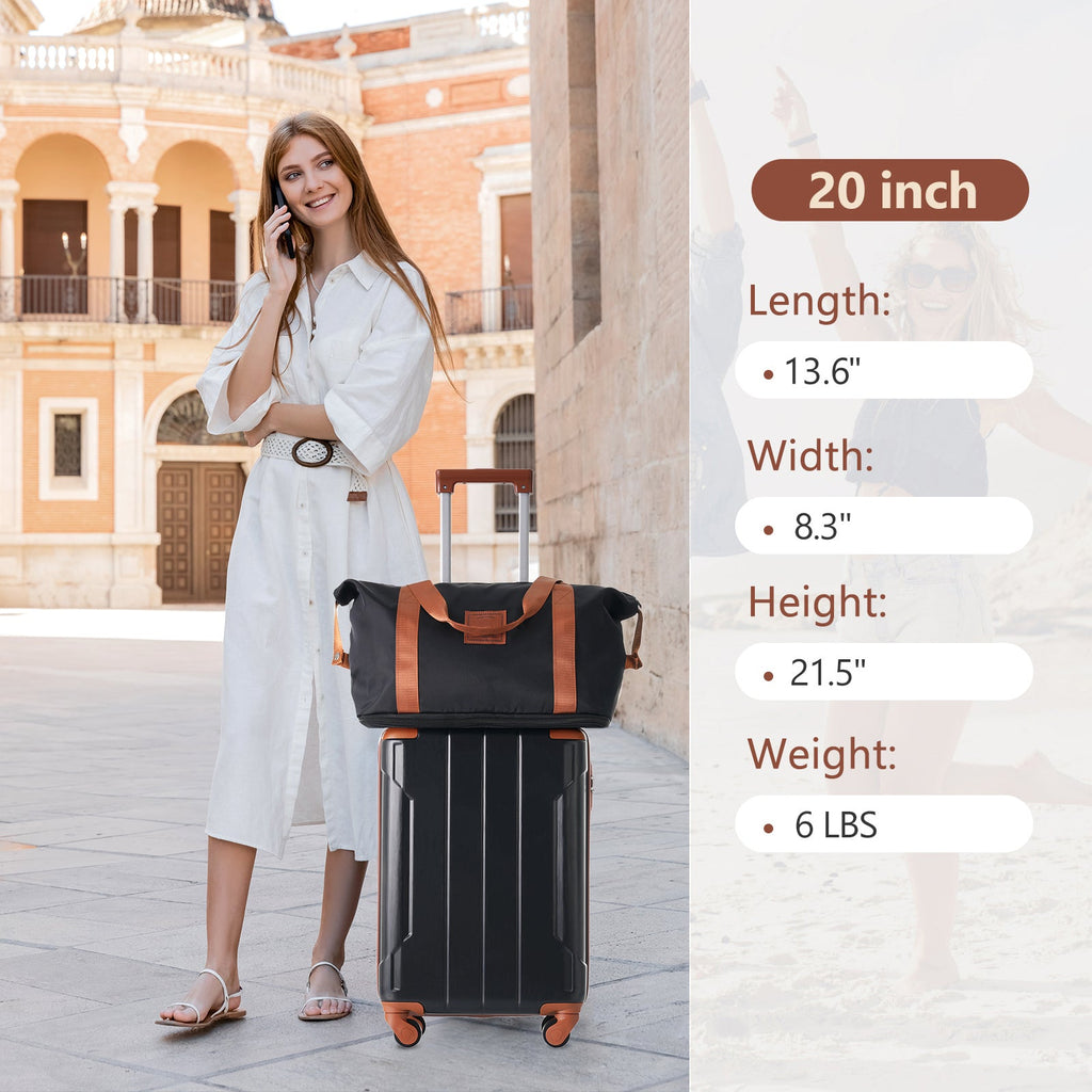 Azor Black & Brown Luggage Set, Timeless Travel Style, TSA Lock