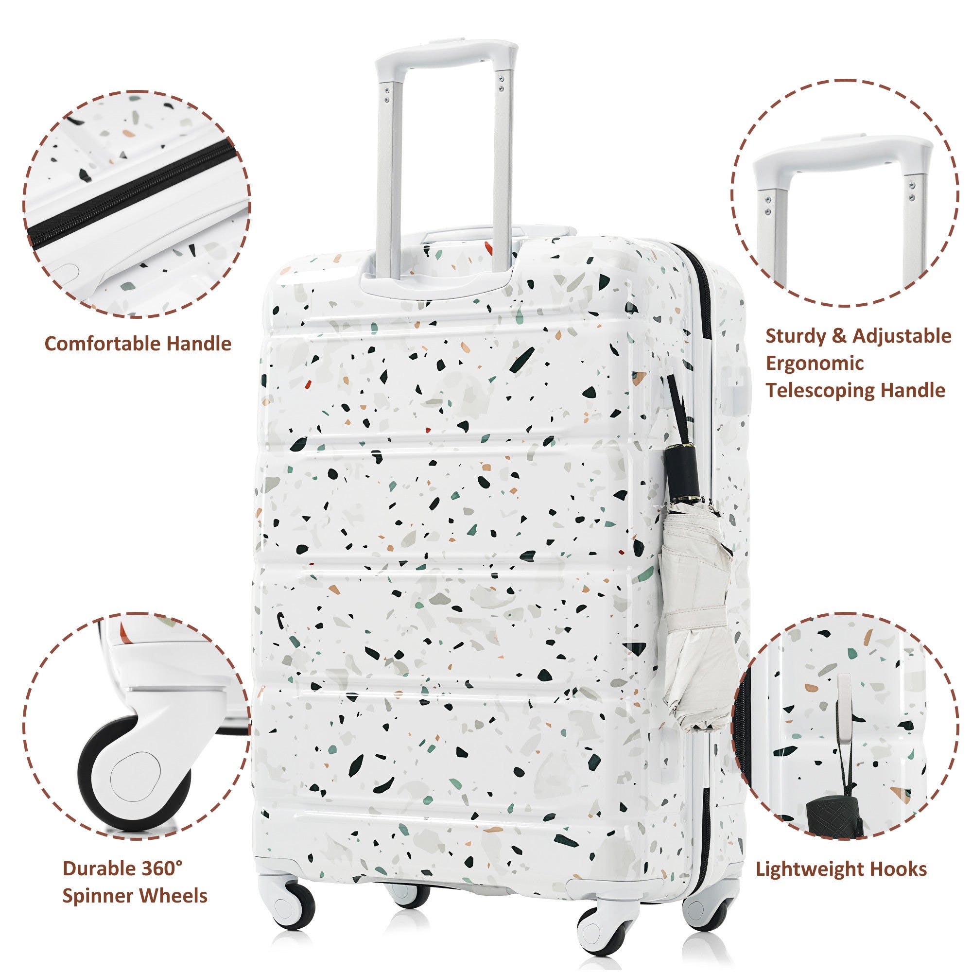 Azor 3-Piece USB Carry-On Set, Smart Travel ABS+PC, TSA Lock