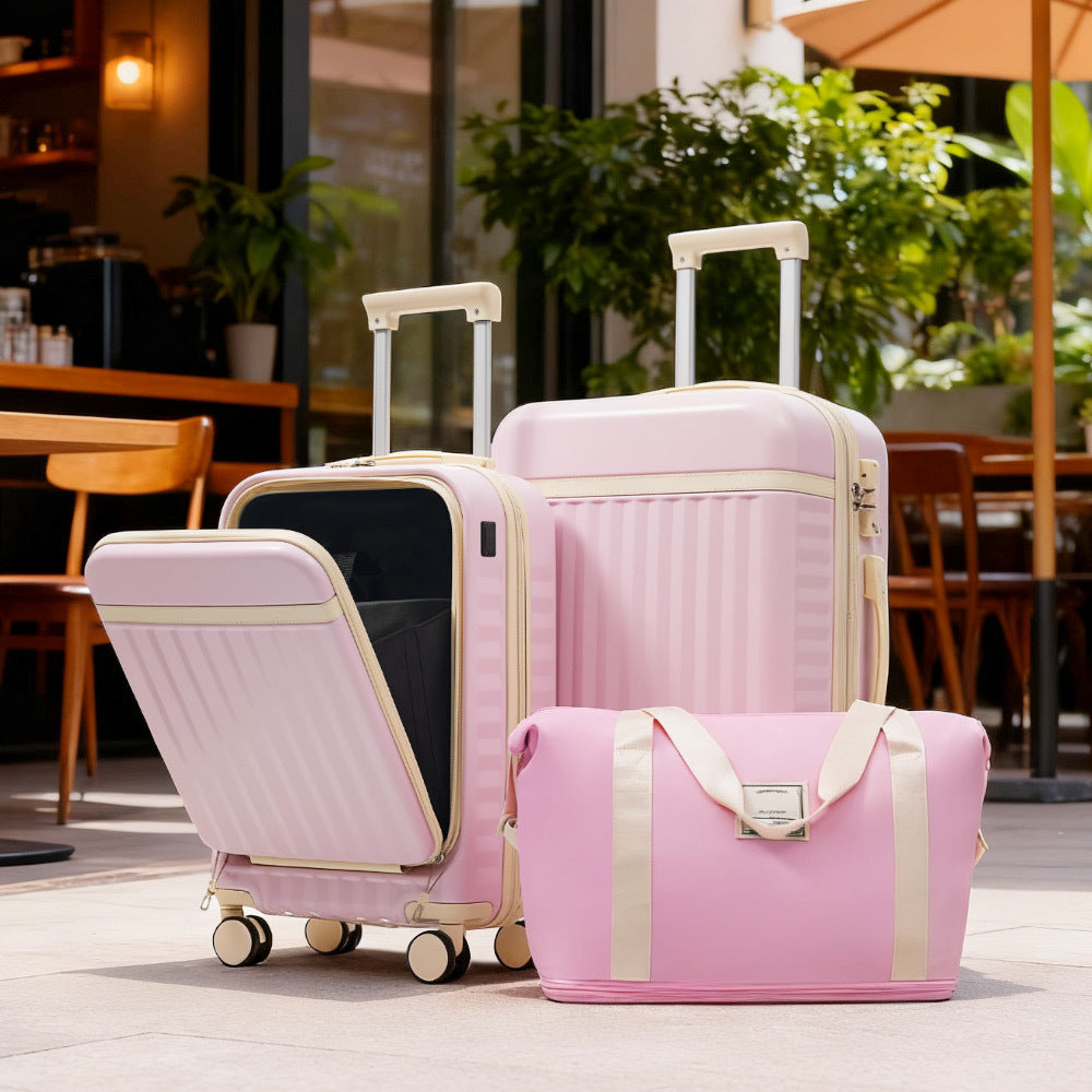 Azor 3-Piece Expandable Carry-On Set, Front Pocket, TSA Lock