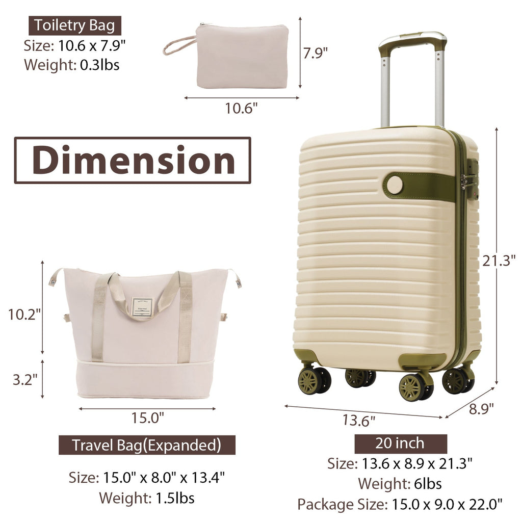 Azor 3-Piece Travel Set, Carry-On, Weekender & Toiletry, TSA Lock