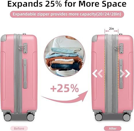 Azor 6-Piece Hardshell Luggage Set, Ultimate Travel Kit, TSA Lock